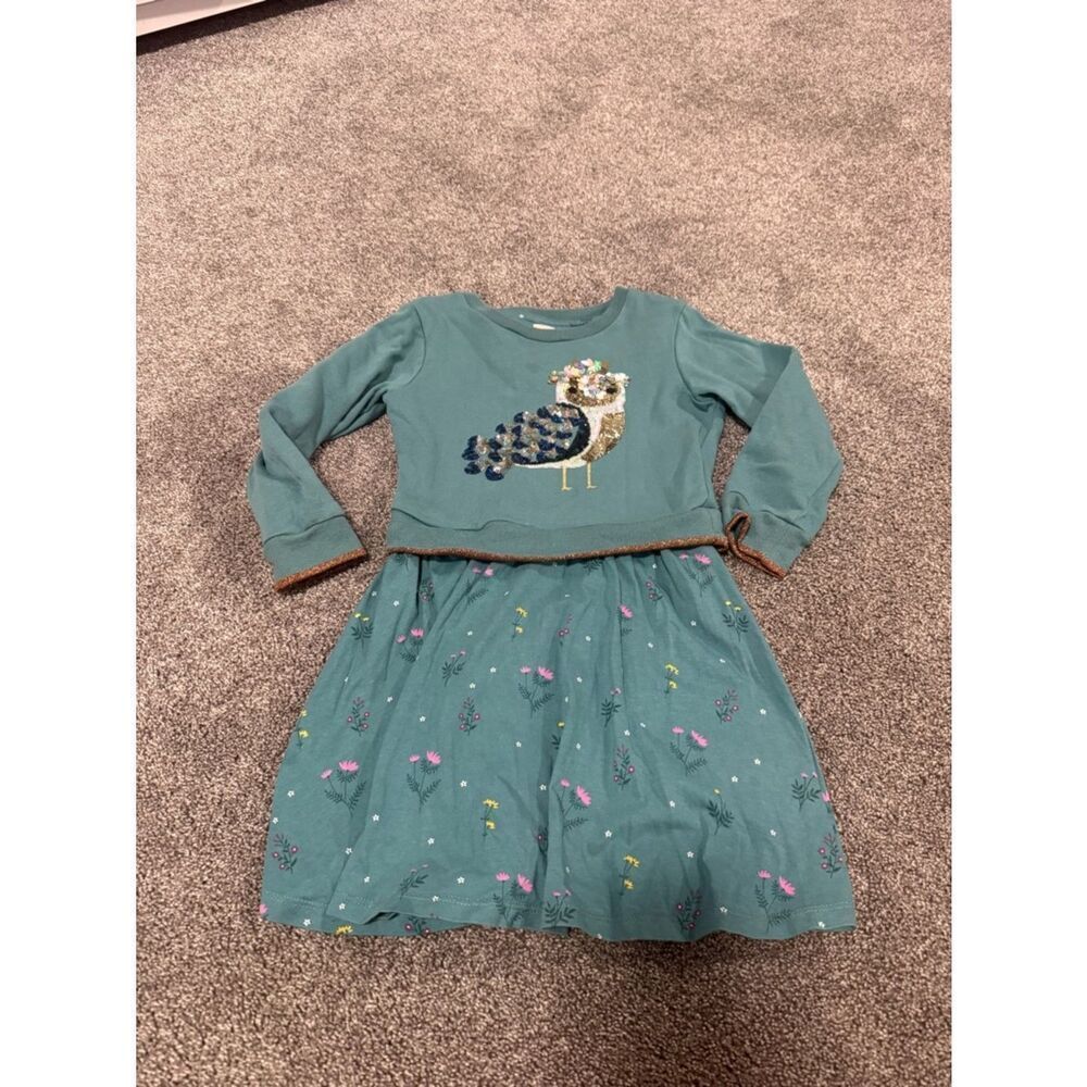 Mini Boden John Lewis Sequin Bird Sweatshirt Dress Sz 6